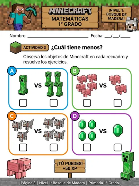 Página 3 · ¿Cuál tiene menos?